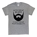 how-z-it With Great Beard Comes Great Responsibilty T Shirt (Large, Heather Grey)