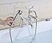 Rozin Two Holes Deck Mounted Bathtub Faucet 2 Knobs Mixing Tap with Handheld Shower Brushed Nickel