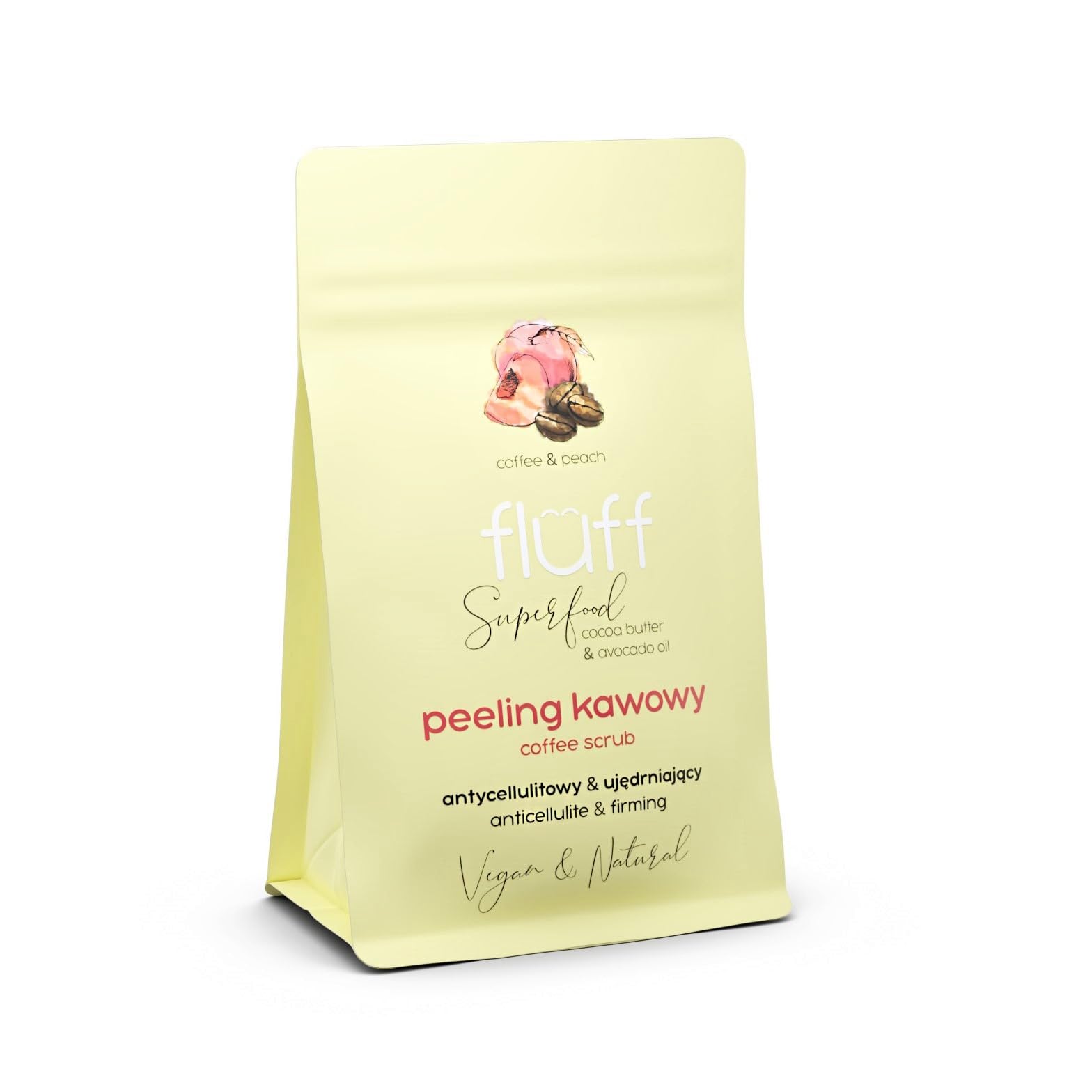 Fluff Kawowy Brzoskwinia 100g Body Scrub - Skin Exfoliant for Skin Cell Renewal