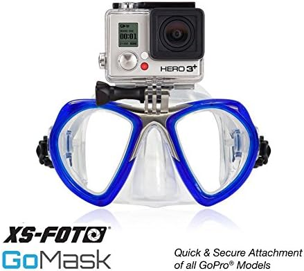 GoPro Diving Mask - BLUE - Extra QWIK Comfort Strap - Built-in Stainless Steel Camera Mount - GoMask by XS Foto - GoPro Hero4, Hero 3+