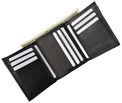 Mens Trifold Wallet Extra Capacity Inside Slots 2 ID Windows by Marshal