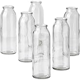 Serene Spaces Living Set of 6 Clear Glass Bud Vases – Ideal for Centerpieces at Weddings and Events – 6.25” Tall & 2” Diameter – Elegant Flower Vases for Home Decor