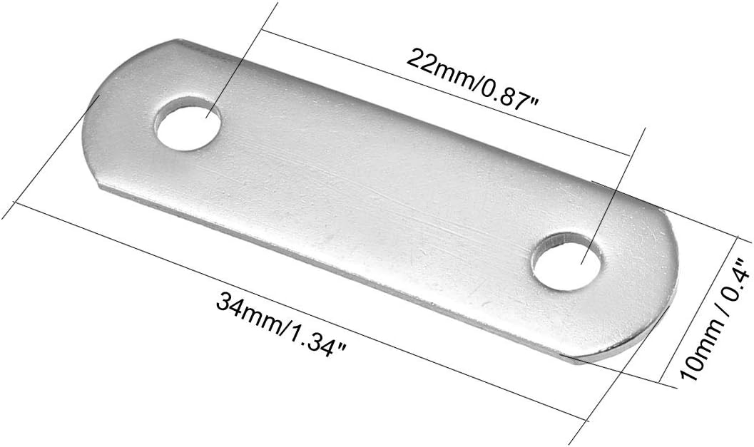 Sourcingmap Repair Plate, 34mmx10mm, Flat Fixing Mending Corner Brace Bracket Connector, Pack of 10, Silver, 34mm x 10mm - Image 4