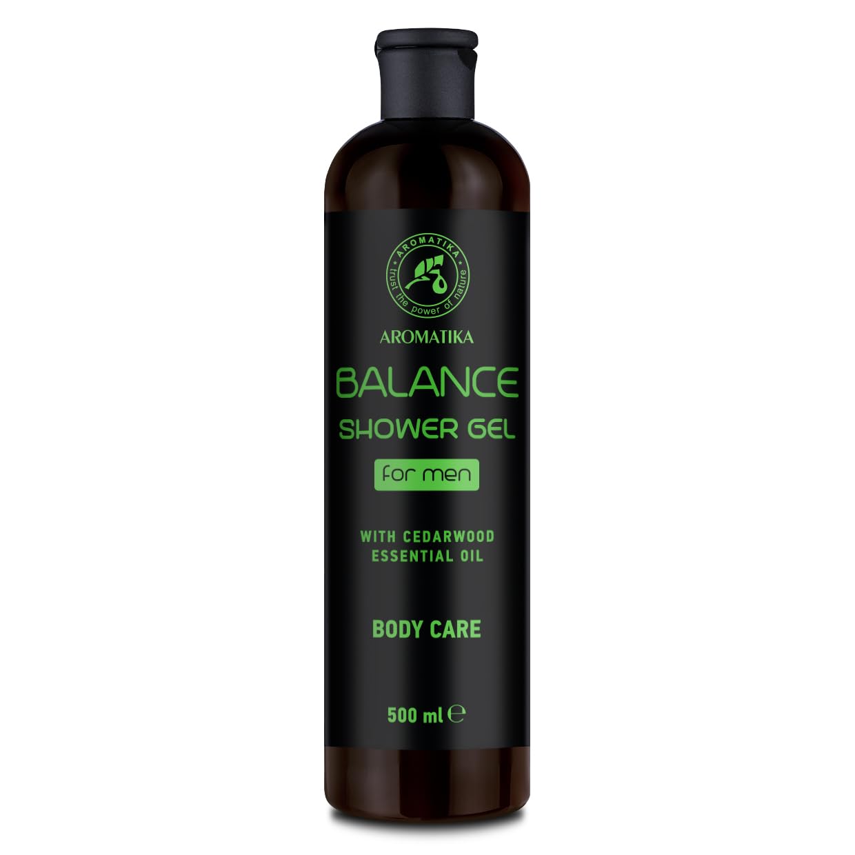 Shower Gel Balance 500ml - Shower Gel for Men with Cedarwood Essential Oil - Body Care - Cleansing and Care - Coniferous Fragrance - Masculine Aroma - Body Wash for Him