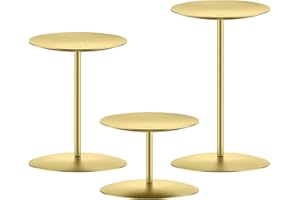 smtyle Gold Metal Cast Iron Candle Holders Set of 3 Centerpieces with Iron-3.5" Diameter Ideal for Pillar LED Candles Table Decor