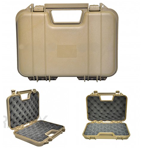 HTUK Airsoft Pistol Case Safe And Secure Airsoft Hard Carrying Case (31.5CM) (Tan)