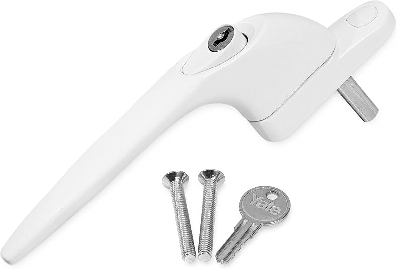 La-achu Yale uPVC Window Handle Inline Locking Espag White 20mm Spindle