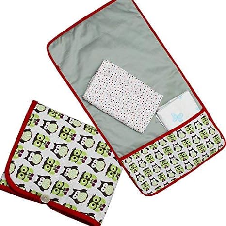Kadambaby Baby Waterproof Washable Diaper Changing Mat and Travel Mat, Owl, Green