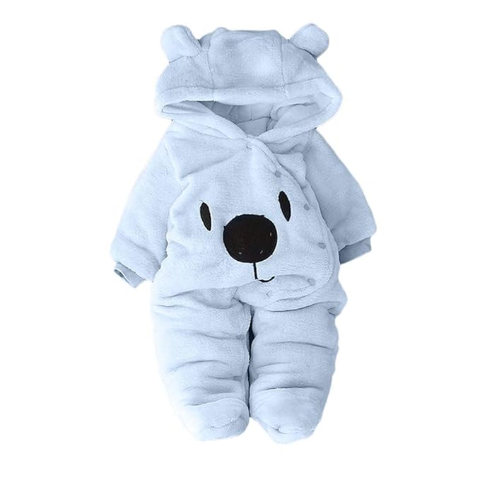 Baby Winter Fleece Overall Jumpsuit Neugeborenes Mädchen Junge Niedlich Bär Strampler Schneeanzug Outfits Spielanzug mit Kapu