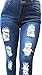 Jack David Womens Plus Size Stretch Distressed Ripped Blue Skinny Denim Jeans Pants (22, JD N605 Blue)