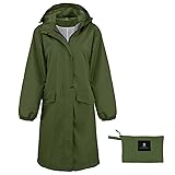 SaphiRose Womens Long Hooded Rain Jacket Waterproof