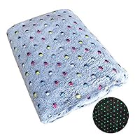 Mugghe Glow in The Dark Throw Blanket, Kids Flannel Plush Throw Blanket, Star Shining Pattern Bed Sofa Couch Car Chair Blanket, Ideal for Girls and Boys (60 x 70 inch, Dot)
