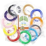 Juboury 384 Linear Feet 3D Pen Filament Refills - 1.75mm PLA Filament Pack with 12 Colors Refill Loop in 32 Linear Feet Each and 120 Stencils Book
