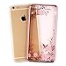 iPhone 7 Plus 5.5 Crystal Flower TPU Cover-Auroralove Shiny Fashion Transparent Soft Floral Butterfly Graden Case with Original Swarovski Element for iPhone 7 Plus (iphone 7 plus, Rose Gold+Pink)