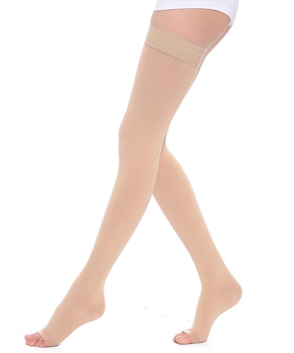 Egurs Compression Stockings Open Toe 30-40mmHg Thigh High Tights Medical Leggings Compression Socks XXL