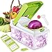 Vegetable Chopper Onion Slicer Grater Nicer Dicer Veggie Cutter Cuber with Food Container 3 Blades Set and Peeler for Fruit Salad