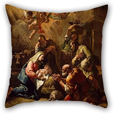 HEMO Pillow Covers 18 X 18 Inches / 45 By 45 Cm(2 Sides) Nice Choice For Kitchen,study Room,pub,dinning Room,dance Room Oil Painting Francesco Fontebasso - The Adoration Of The Shepherds