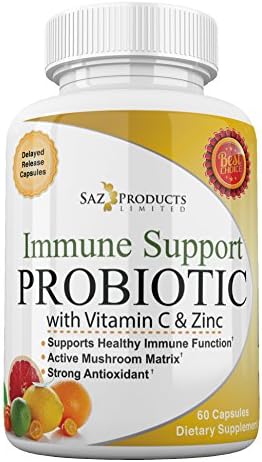 Immune System Support Enhanced with Probiotics Vitamin C Zinc Echinacea Astragalus Root &amp; Mushroom - Dr Formulated 60 Delayed Release Capsules