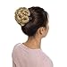 Wavy Chignon Hairpieces Clip in on Synthetic Hair Bun Plastic Combs Bride Updo Hair Extensions Accessory Ribbon Ponytail 24 Blonde