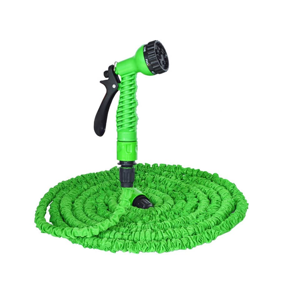 MAWANS Garden Expanding Flexible Magic Lightweight Hose Pipes Reel with 7 Sprayer Gun for Washing Car/Watering Flower/s Vegetables/Cleaning Windows/Floor (Green) (100FT)
