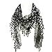 Wrapables Embroidered Floral Lace Triangle Scarf- Black