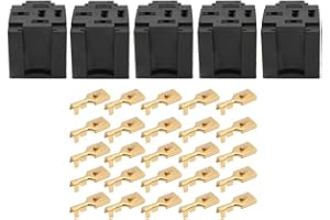 Senzeal 30A 5 Pin Relay Connector Socket with 25 x 6.3mm Terminals Car Truck Vehicle Relay Case Holder,Pack of 5