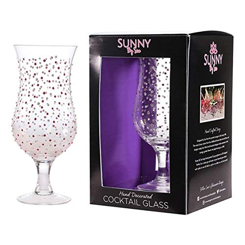 Sunny by Sue Hand Painted Clear Dotted Design Tall Cocktail Glass, SBS078
