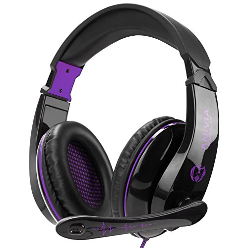 Anivia A9 3.5mm Wired Stereo Gaming Headset,Over Ear Noise Isolating Headphones with Microphone for PS4/NewXboxOne/PC/Mac/Smartphones/Tablets/Laptop-Black Purple - Thumbnail 6