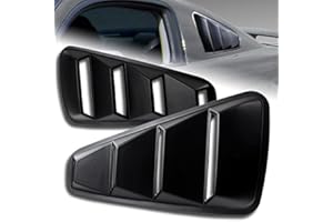 HK5 Rear Side Window Louvers Quarter ABS Sunshade Cover Vent Compatible with 2005-2014 Ford Mustang 2DR Coupe 2 Pieces (Black)