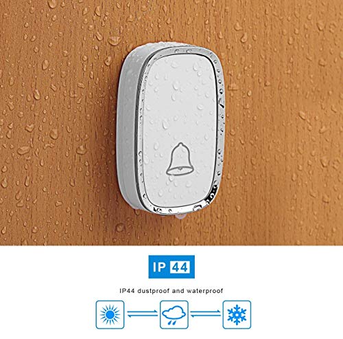 Timbre de Puerta Inalambrico, Govee Timbre Impermeable con LED Flash, Volumen Ajustable, 36 Melodías, Alcance a 300m, 1 Transmisor y...