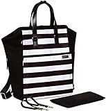 Diaper Bag Backpack Convertible Baby Bag by Babyboo 16 - with Changing Pad and Stroller Strap - Super Versatile and Classy - Black and White - Cute Designer Diapers Bags Cotton (Black White)