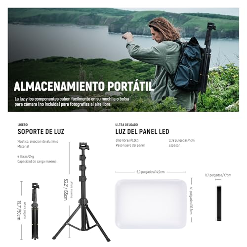 NEEWER Básico Panel Luz Vídeo LED Kit, 2 Pack Bicolor Estudio Foco Portátil con Soporte para Trípode y Filtros, 3200K~5600K CRI 95 750lux para Fotografía, Grabación, Transmisión en Vivo, BP66