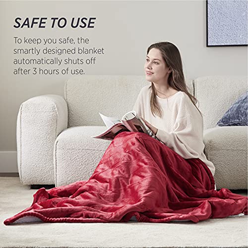 Electric Heated Double Layer Sherpa Blanket With 9 Heat Levels, Machine Washable