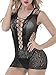 FasiCat Women's Mesh Lingerie for Women Fishnet BabyDoll Mini Dress Free Size Bodysuit Black6