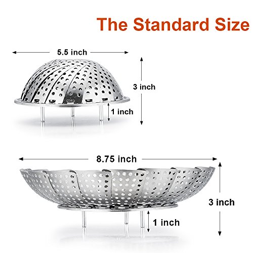 image for P&P CHEF TWO-PACK Vegetable Steamer Basket, Stainless Steel Steamer Ba