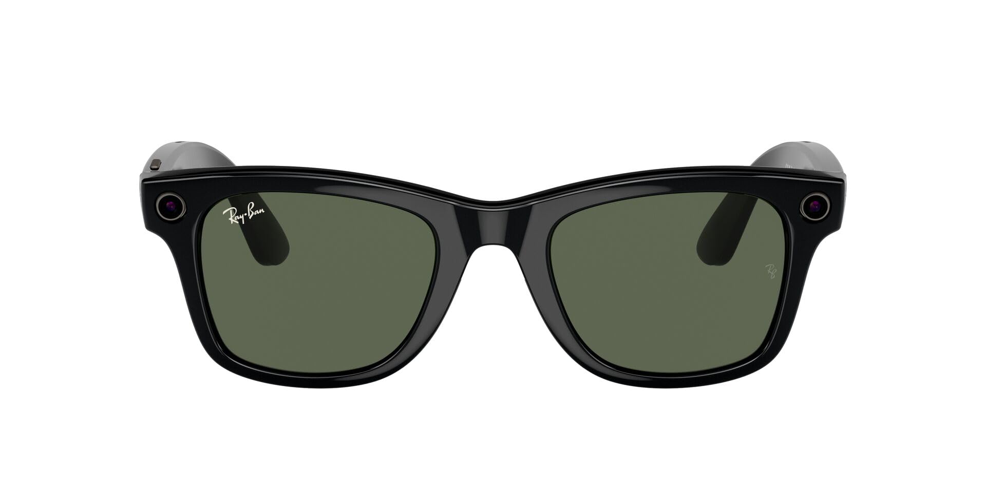 Ray-Ban Meta (Gen 1), Wayfarer, Shiny Black | Smart AI Glasses for Men, Women — 12 MP Ultra-Wide Camera, Open-Ear Speakers for Audio, Video Recording and Bluetooth — Green Lenses — Wearable Technology