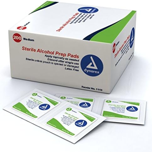 200 Sterile Alcohol Prep Pads Medium Skin Disinfection Needle Shot Dynarex 1113