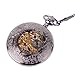 CredDeal Skeleton Pocket Watch Chain Mechanical Hand Wind Half Hunter Antique Look Value Quality PW001