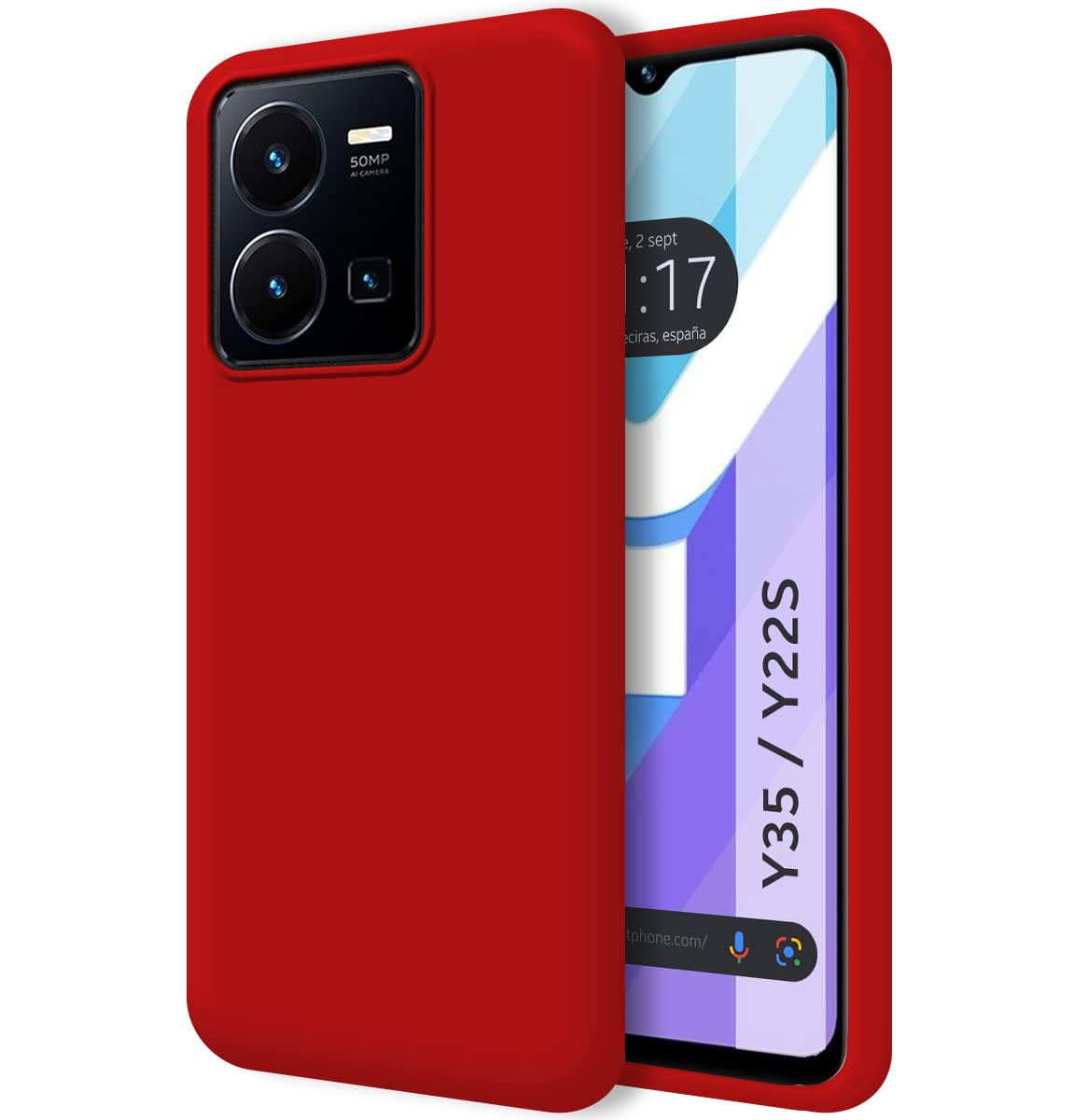 Tumundosmartphone Silicone Liquid Ultra Soft Case for Vivo Y35/Y22s Red