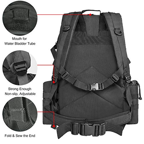 NOOLA Military Tactical Backpack Army Assault Pack Built-up Rucksack Molle Bag Black