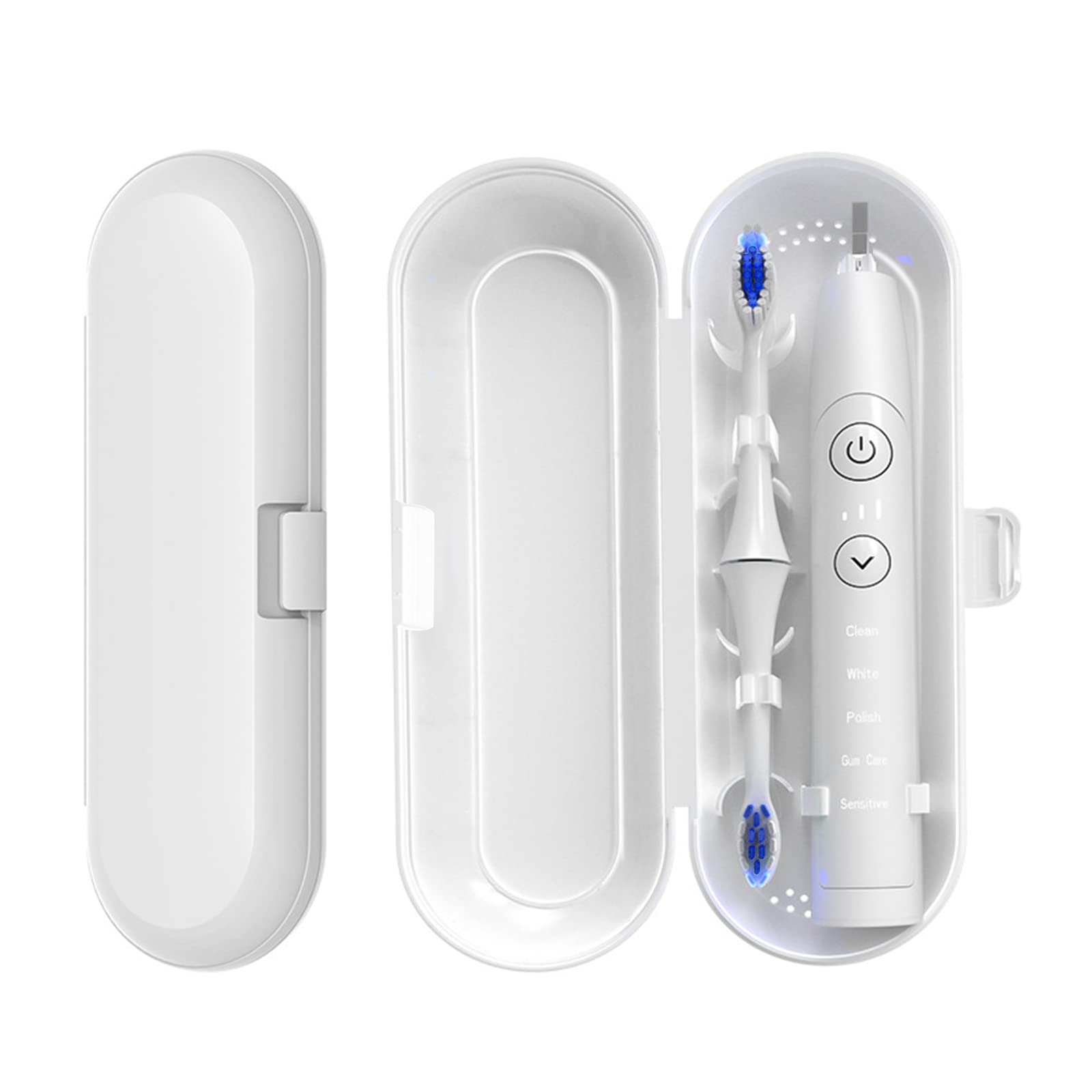 LuckyOpt Electric Toothbrush Case, Plastic Toothbrush Travel Case with Drain Holes for Travel, Portable Electric Toothbrush Travel Case for Traveling, Business Trip (White)