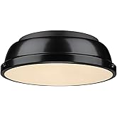 Golden Lighting 3602-14 BLK-BK Duncan Flush Mount, Matte Black with Black Shade- Flush Mount Ceiling Light, Ceiling Light Fix