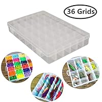 SpeedDa Clear Plastic Jewelry Box Organizer Storage Container with Adjustable Dividers 36 Grids