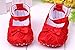 Cute Baby Girl Crib Shoes Comfortable Soft Sole Anti-Slip Sandal Princess Rose Flower Infant Toddler Shoes Red
