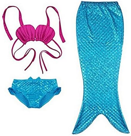 Gabkey Little Girls 3 Pcs Princess Mermaid Tail Swimmable Bikini Set Swimwear Blue
