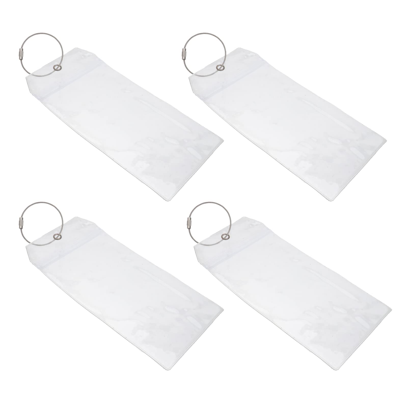 Veemoon Luggage Tags, Clear Luggage Tags PVC Holders, with Stainless Steel Loop, Waterproof- Clear Luggage Tag- Zip Seal- tag Bag for Business Travel and Office Supplies