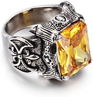 NELSON KENT Men's Retro Inlaid Color Zircon Titanium Steel Gold Silver Ring