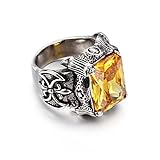 NELSON KENT Men's Retro Inlaid Color Zircon Titanium Steel Gold Silver Ring