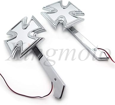 Amazon Com Nbx Mt204 Ttt003 Motorcycle Rearview Led Turn Signal Maltese Cross Mirrors Compatible With Harley Springer Automotive