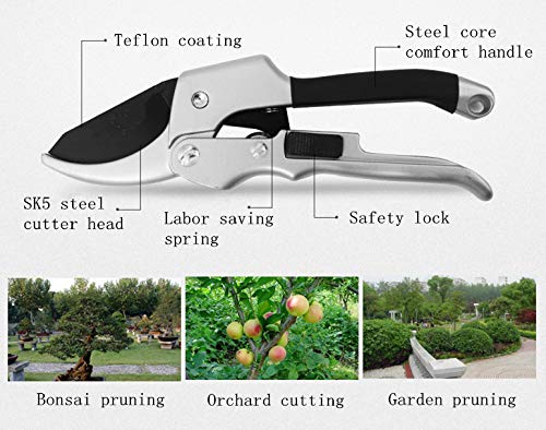 SDFSX Scissors,Pruning Shears,Hand Pruners Gardening Scissors,Garden Clippers Tree Trimmers Secateurs, Pulley Design, Less Effort